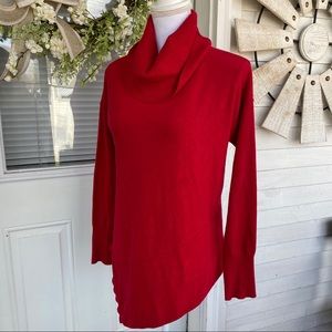 Verve Ami Red Cowl Neck Asymmetrical Sweater